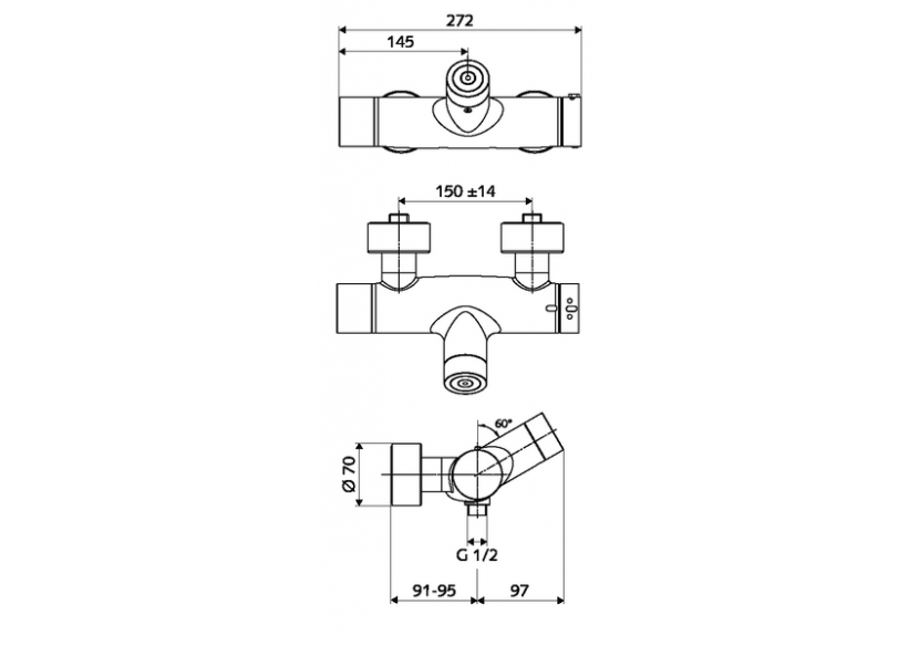 Robinet de douche apparent VITUS VD-C-T / o - 016140699 - Schell