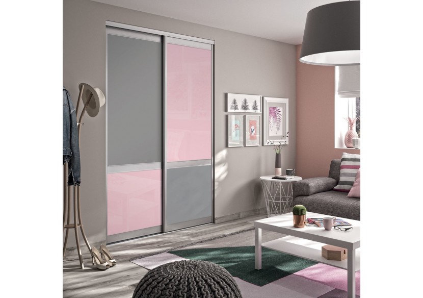 Façade de placard 2 portes coulissante Bubble Gum - Kazed : Confort'Mat