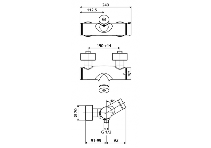 Robinet de douche apparent VITUS VD-SC-T / u - 016150699 - Schell