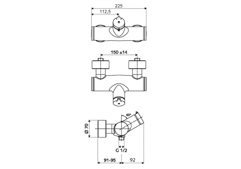 Robinet de douche apparent VITUS VD-SC-M / u - 016160699 - Schell