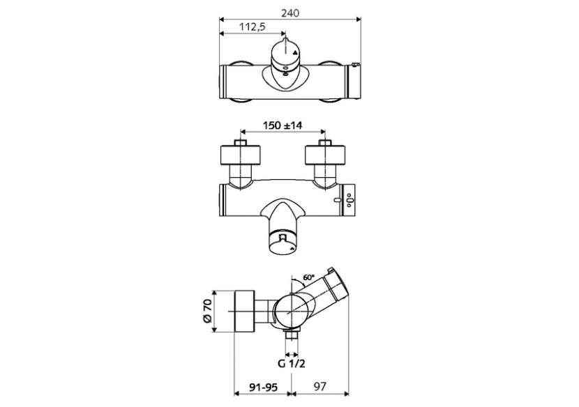 Robinet de douche apparent VITUS VD-Auf/Zu-T / u - 016170699 - Schell