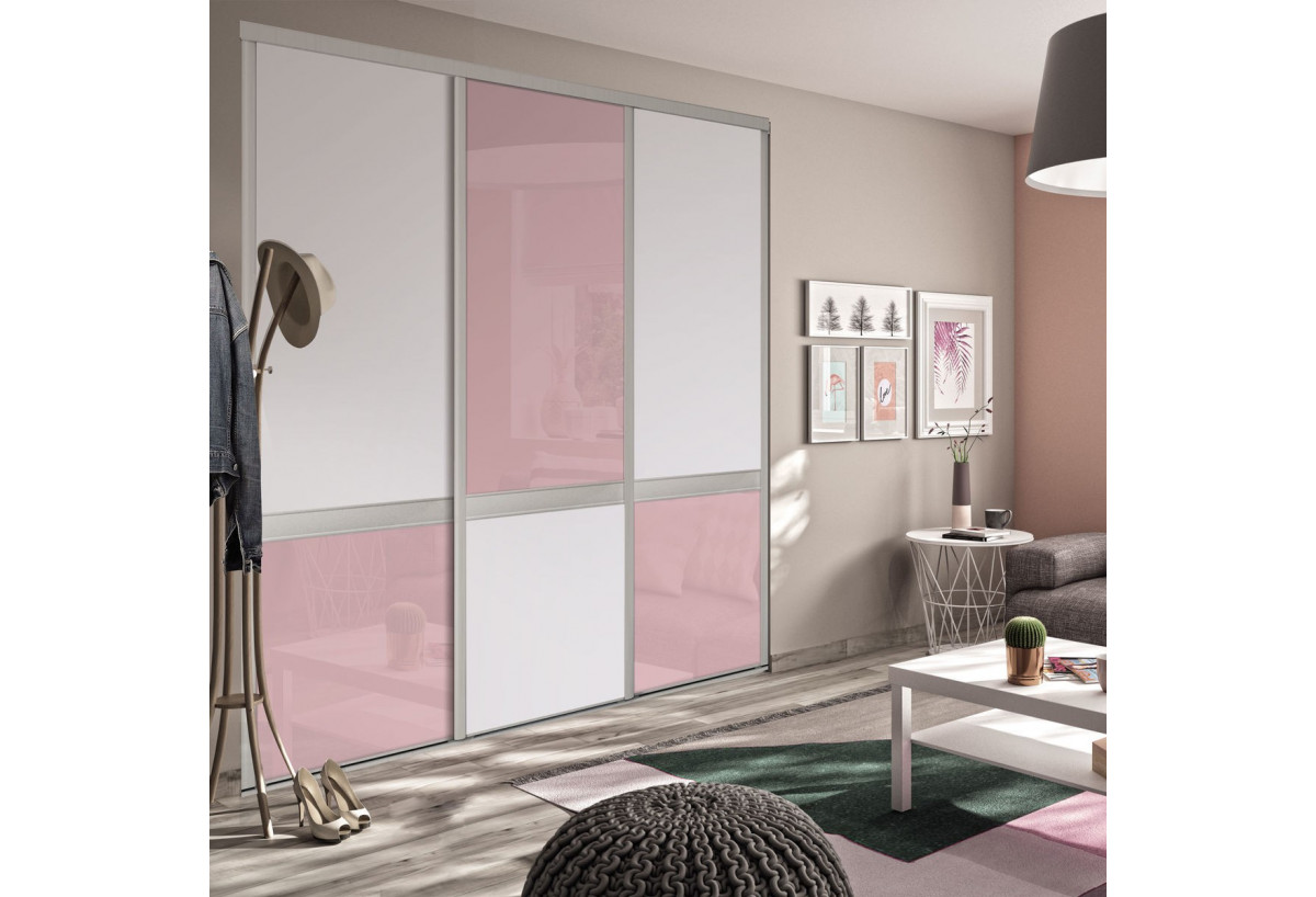 Façade de placard 3 portes coulissante Bubble Gum - Kazed : Confort'Mat