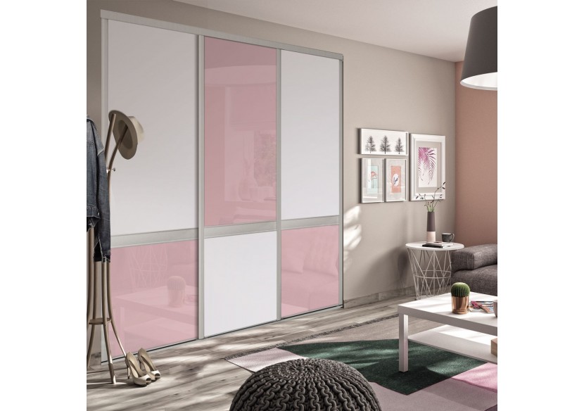 Façade de placard 3 portes coulissante Bubble Gum - Kazed : Confort'Mat