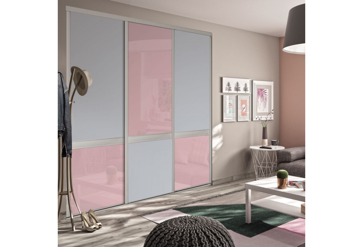 Façade de placard 3 portes coulissante Bubble Gum - Kazed : Confort'Mat