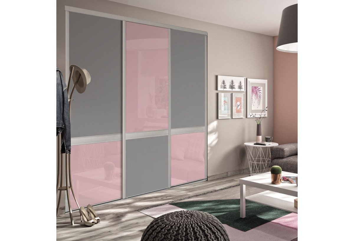 Façade de placard 3 portes coulissante Bubble Gum - Kazed : Confort'Mat
