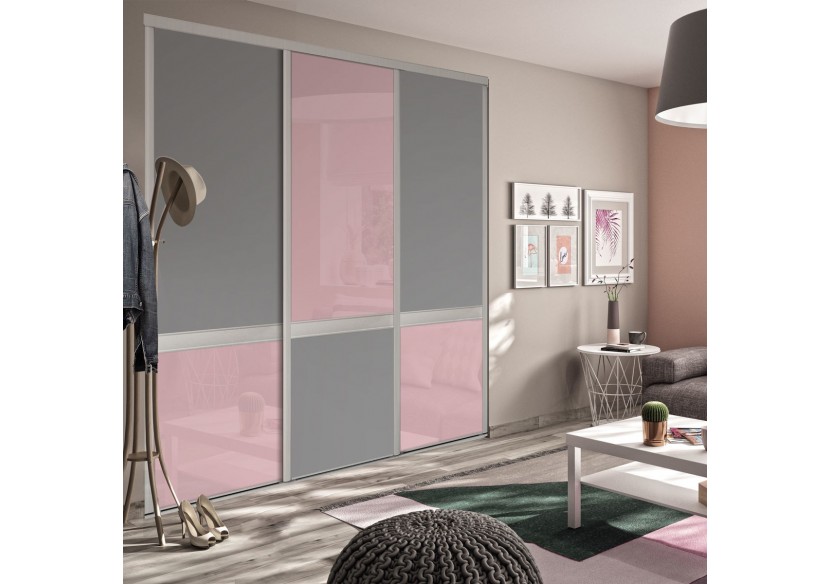 Façade de placard 3 portes coulissante Bubble Gum - Kazed : Confort'Mat