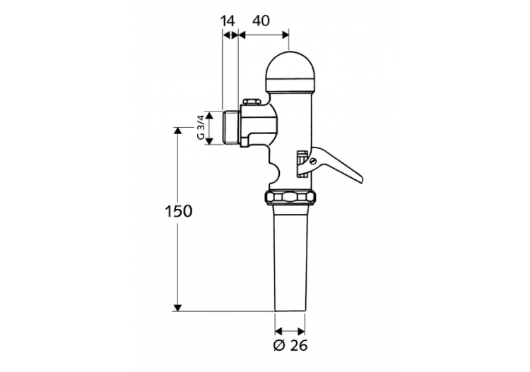Robinet de chasse directe apparent pour WC SCHELLOMAT, DN 20 - 022040699 - Schell 2