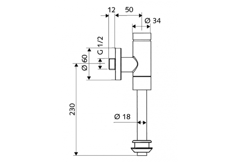 Robinet de chasse directe apparent pour urinoir SCHELLOMAT Basic, DN 15 - 024760699 - Schell 2