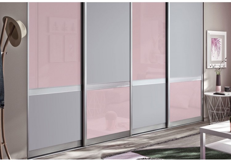 Façade de placard 4 portes coulissante Bubble Gum - Kazed : Confort'Mat