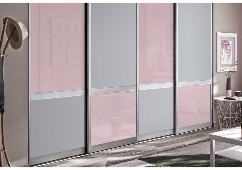 Façade de placard 4 portes coulissante Bubble Gum - Kazed : Confort'Mat