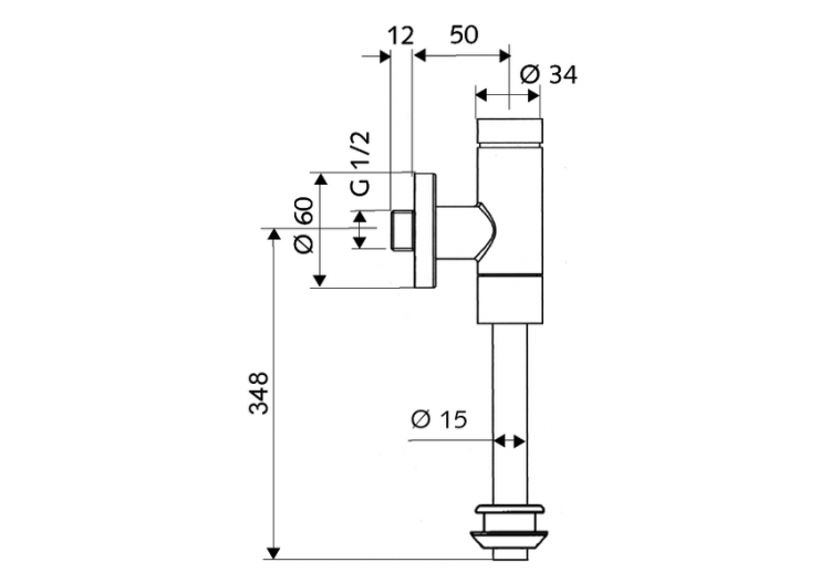 Robinet de chasse directe apparent pour urinoir SCHELLOMAT Basic SV, DN 15 - 024790699 - Schell 2