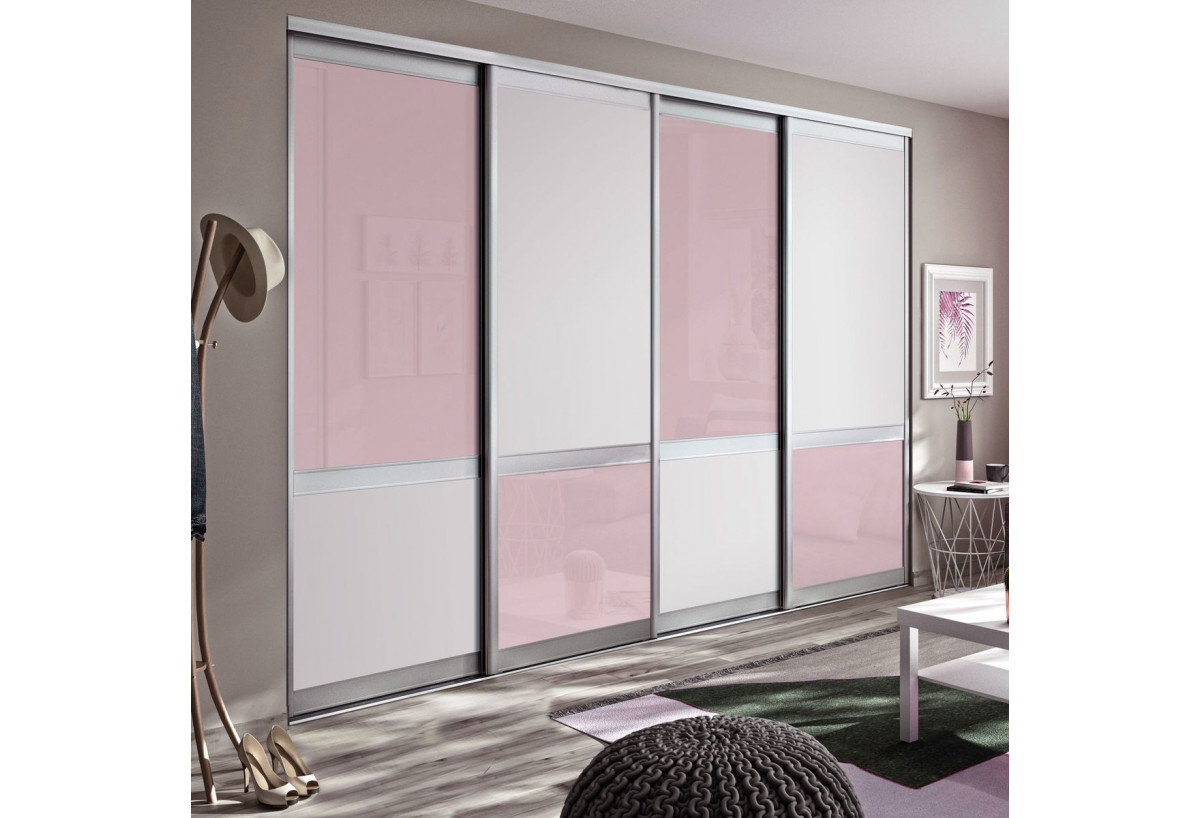 Façade de placard 4 portes coulissante Bubble Gum - Kazed : Confort'Mat