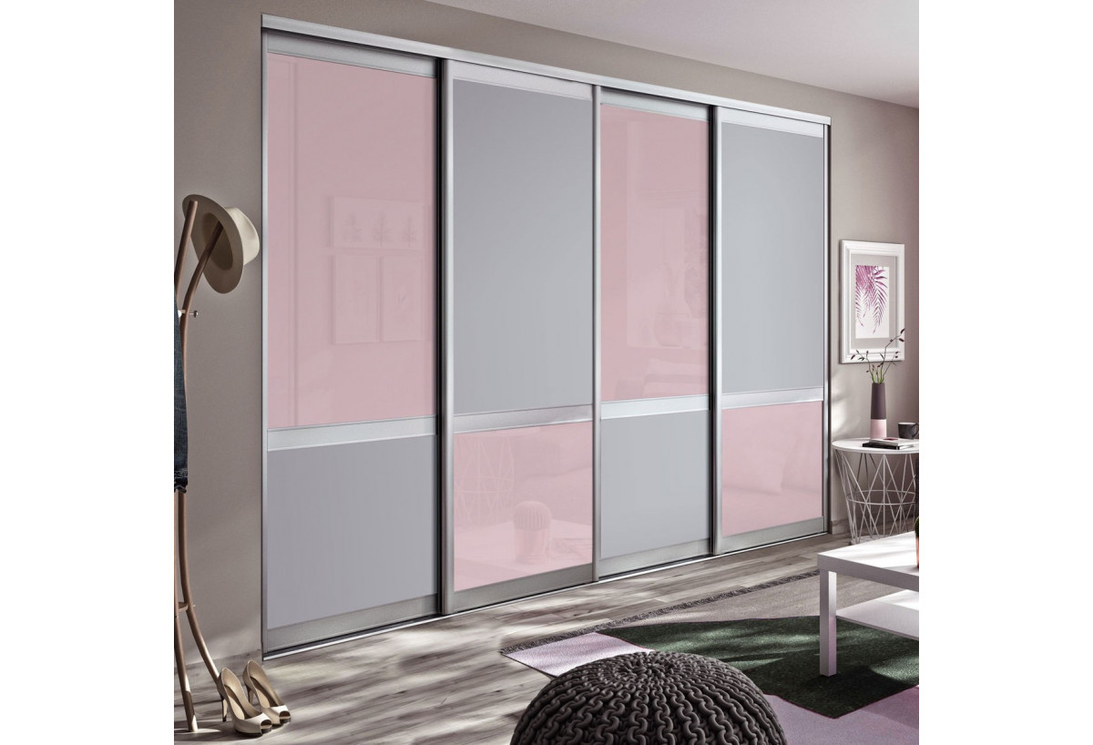 Façade de placard 4 portes coulissante Bubble Gum - Kazed : Confort'Mat