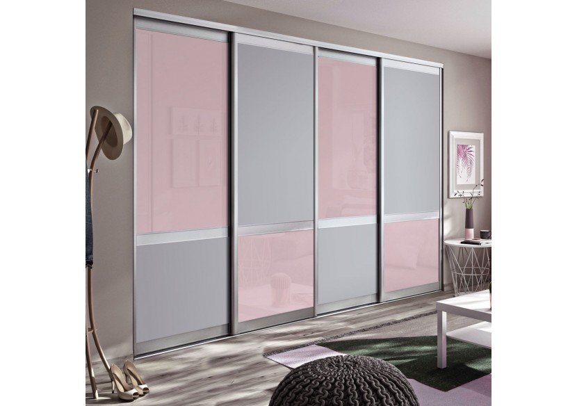 Façade de placard 4 portes coulissante Bubble Gum - Kazed : Confort'Mat