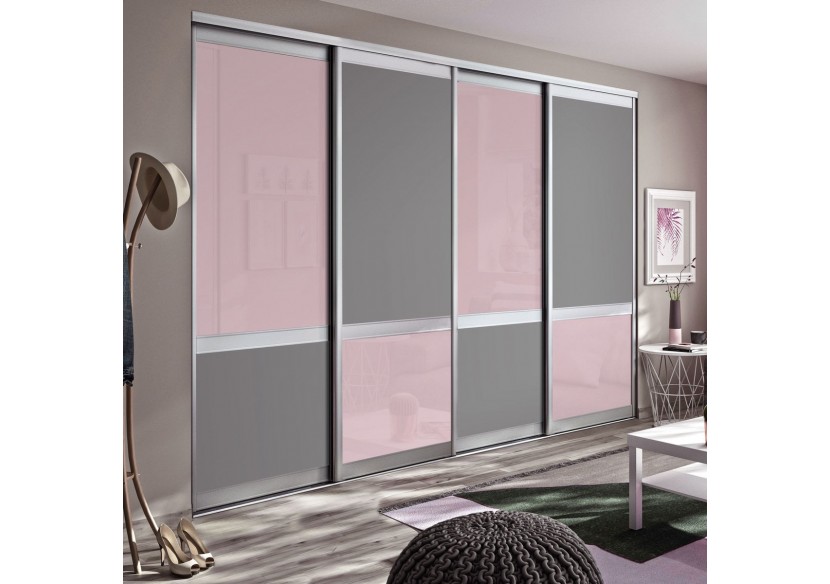 Façade de placard 4 portes coulissante Bubble Gum - Kazed : Confort'Mat