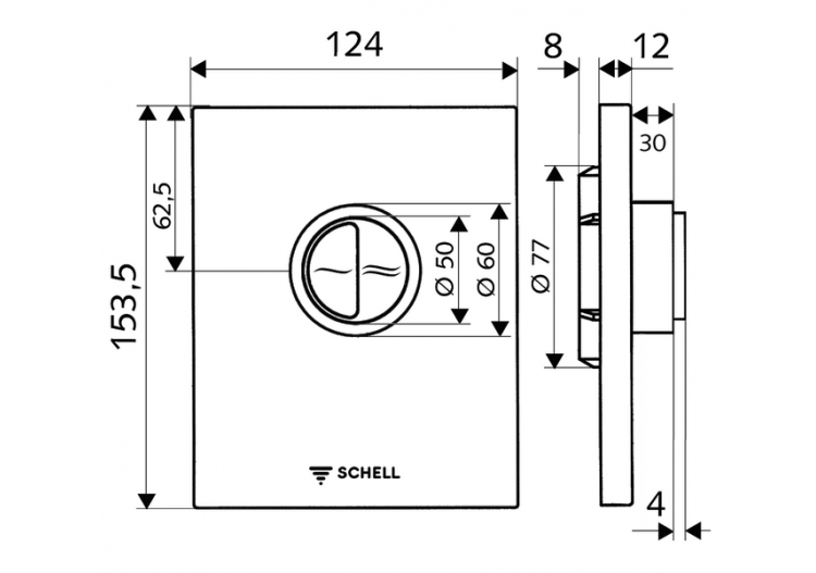 Plaque de commande pour WC EDITION Eco 100 - 028250699 - Schell 2