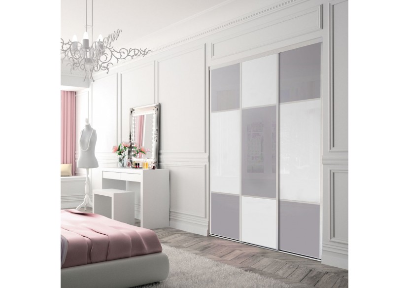 Façade de placard 3 portes coulissante Candy laqué - Kazed : Confort'Mat