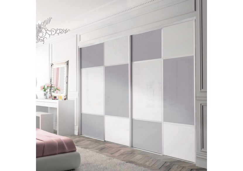 Façade de placard 4 portes coulissante Candy laqué - Kazed : Confort'Mat