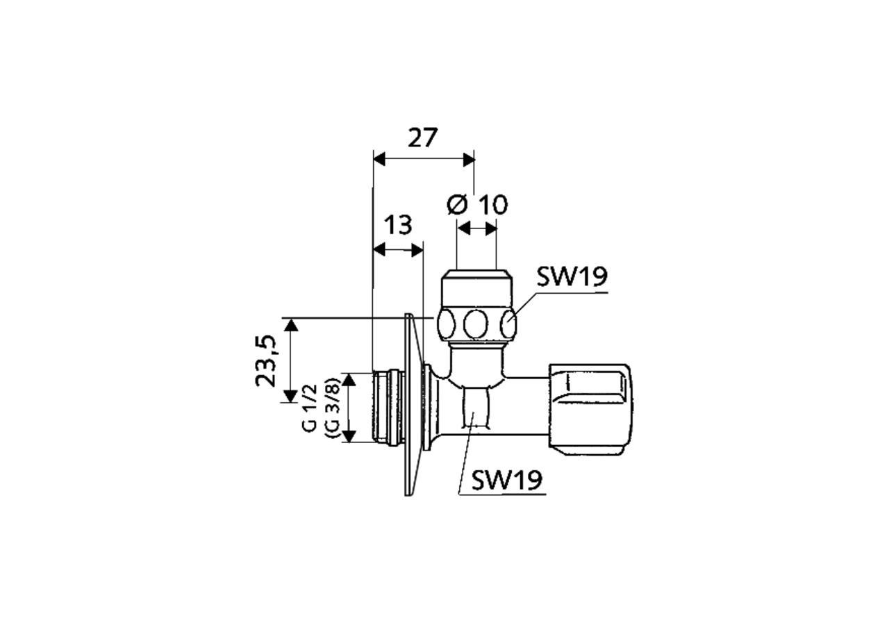 Robinet d'équerre avec fonction de régulation COMFORT - 049020699 - Schell