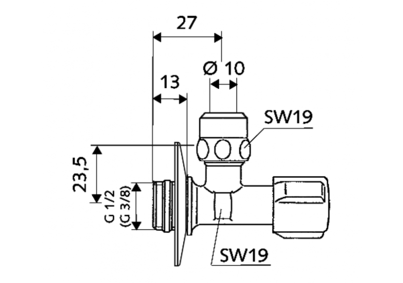 Robinet d'équerre avec fonction de régulation COMFORT - 049020699 - Schell Robinet d'équerre avec fonction de régulation COMFORT - 049020699 - Schell