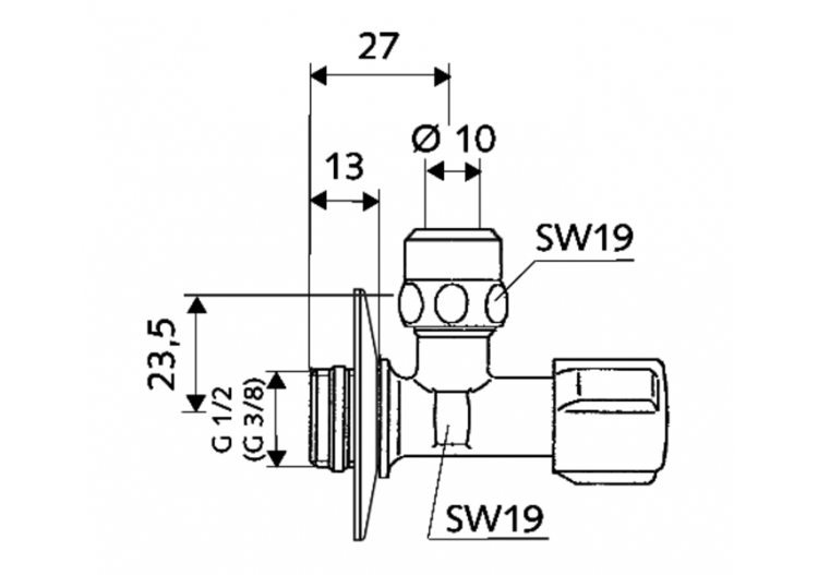 Robinet d'équerre avec fonction de régulation COMFORT - 049030699 - Schell 2