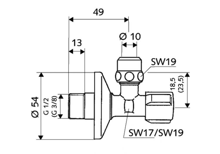 Robinet d'équerre avec fonction de régulation COMFORT - 049070699 - Schell 2