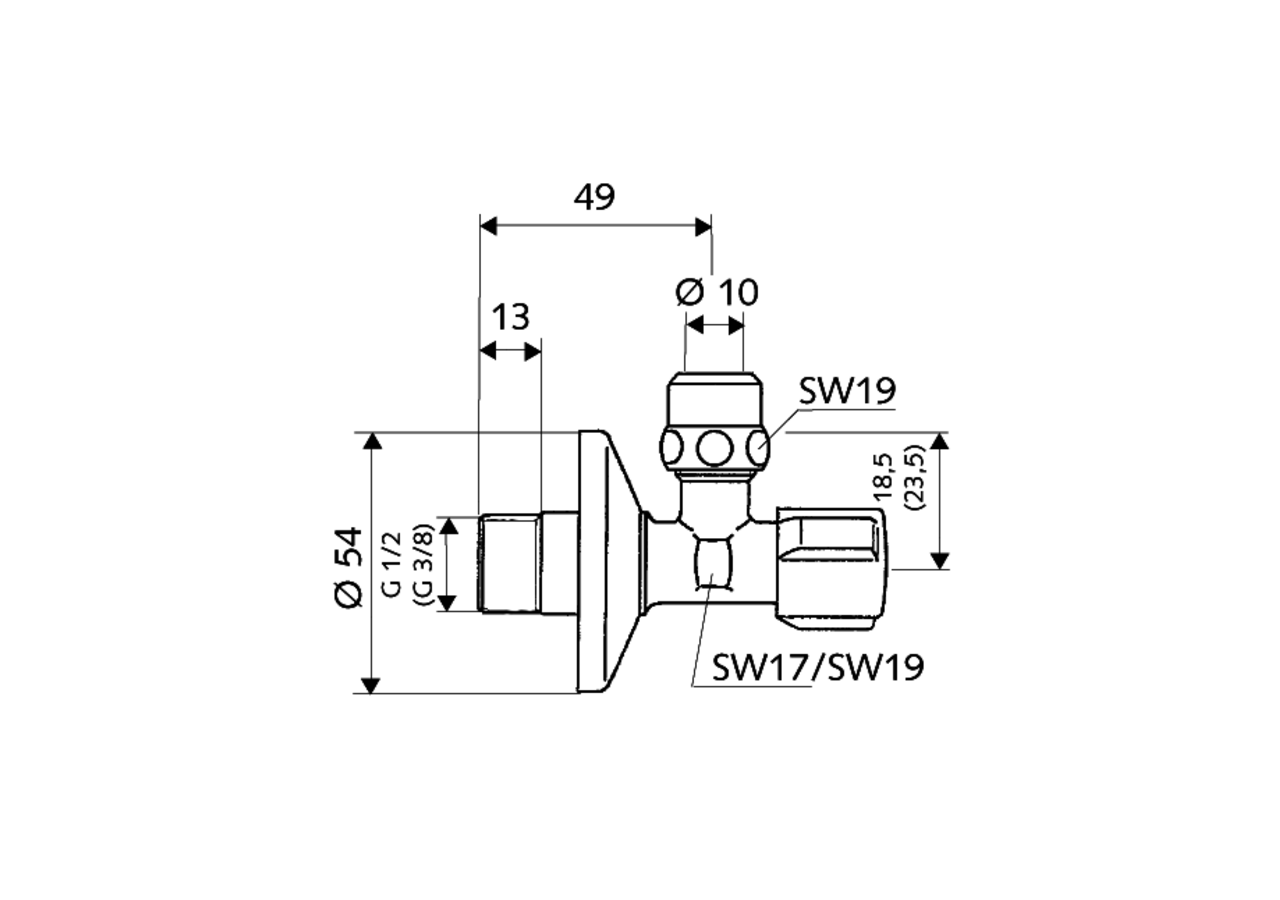 Robinet d'équerre avec fonction de régulation COMFORT - 049070699 - Schell
