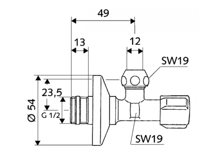 Robinet d'équerre avec fonction de régulation COMFORT - 049150699 - Schell 2