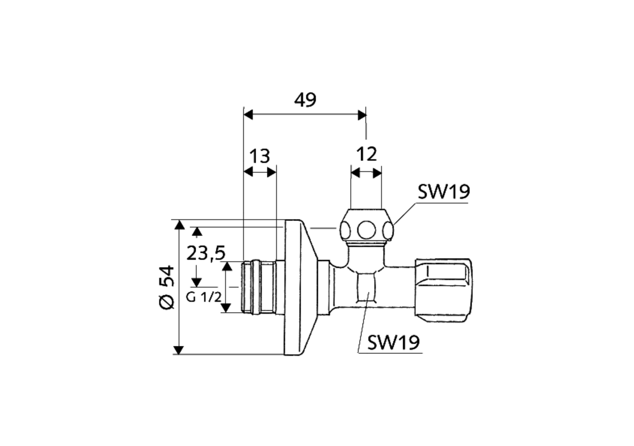 Robinet d'équerre avec fonction de régulation COMFORT - 049150699 - Schell
