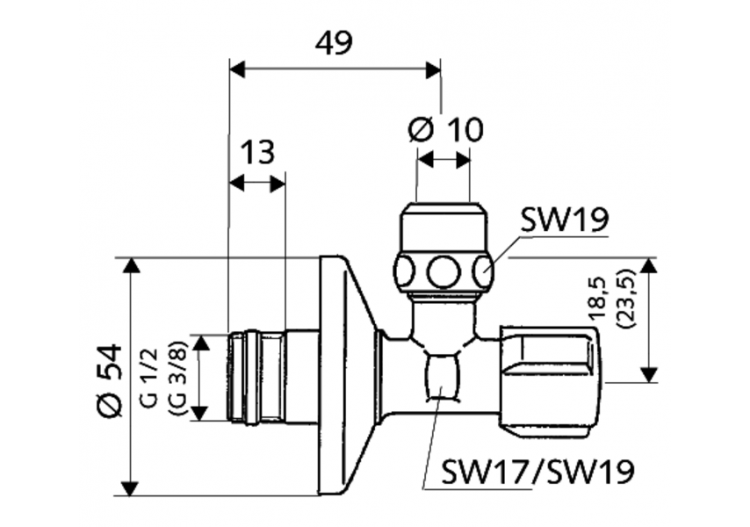 Robinet d'équerre avec fonction de régulation COMFORT - 049160699 - Schell 2