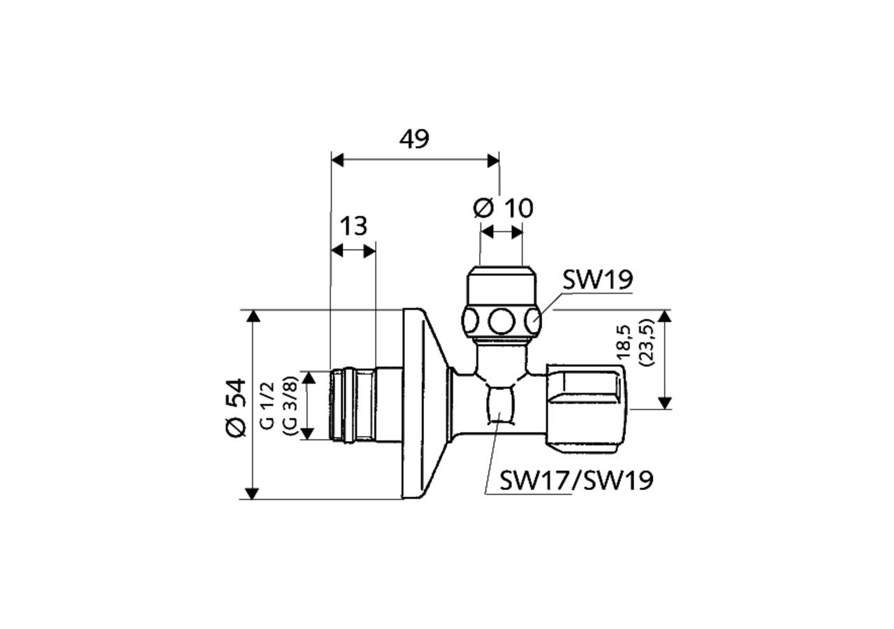 Robinet d'équerre avec fonction de régulation COMFORT - 049160699 - Schell