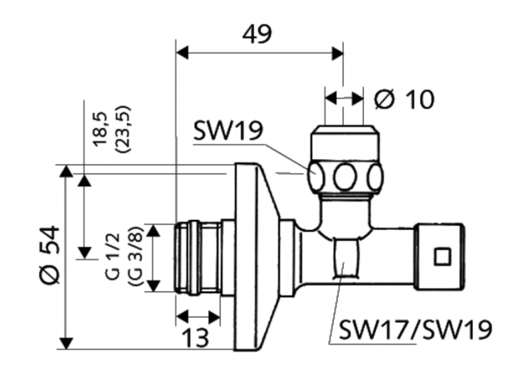 Robinet d'équerre avec fonction de régulation et utilisation sécurisée - 049450699 - Schell 2