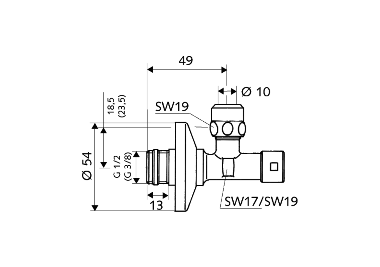 Robinet d'équerre avec fonction de régulation et utilisation sécurisée - 049450699 - Schell