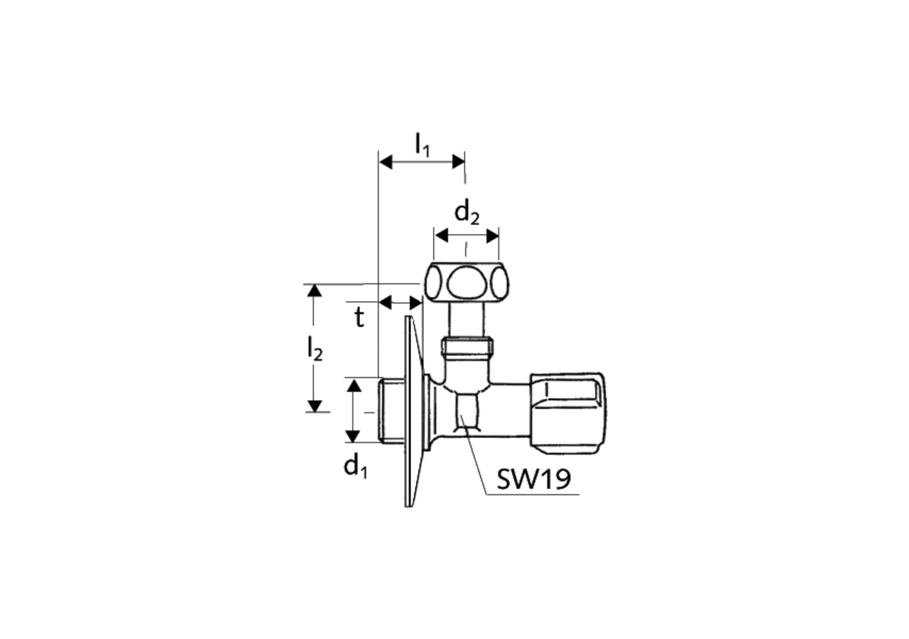 Robinet d'équerre avec fonction de régulation COMFORT - 050340699 - Schell