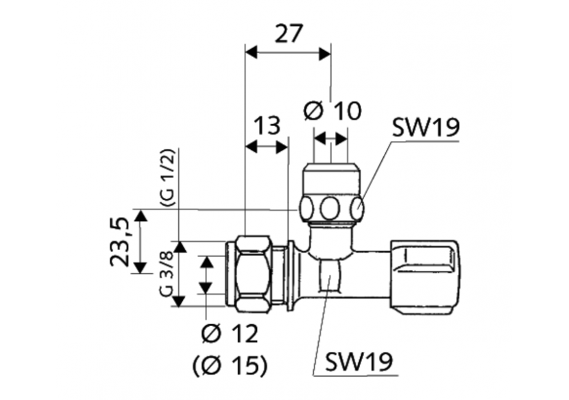 Robinet d'équerre avec fonction de régulation COMFORT - 050400699 - Schell Robinet d'équerre avec fonction de régulation COMFORT - 050400699 - Schell