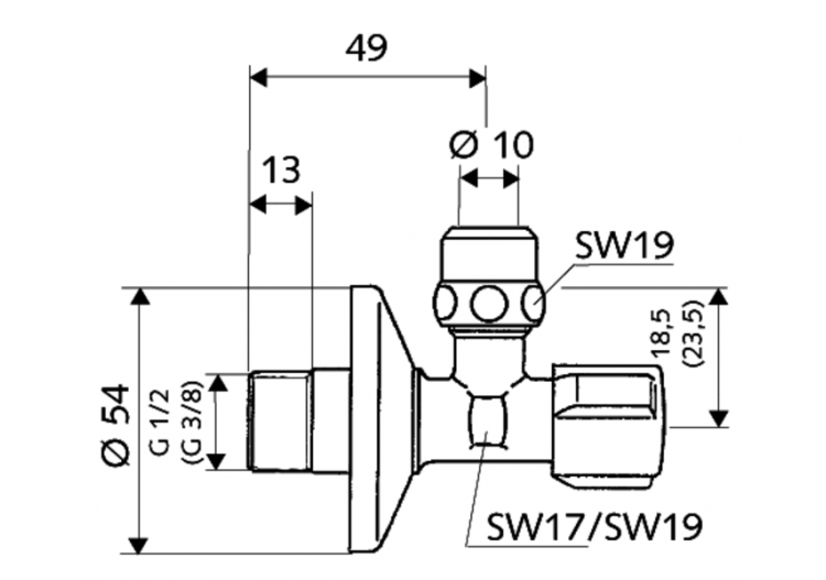 Robinet d'équerre avec fonction de régulation COMFORT - 050950699 - Schell 2