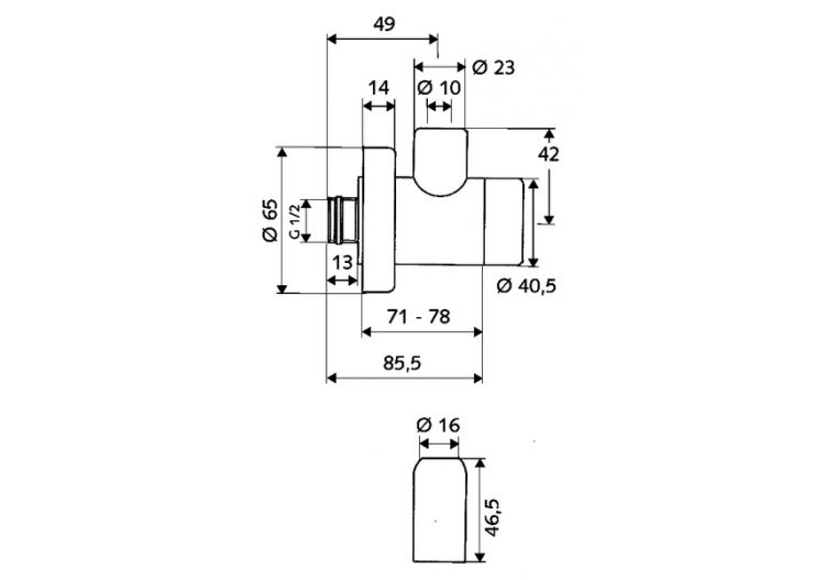Robinet d'équerre avec fonction de régulation CLASSIC - 051720699 - Schell 2