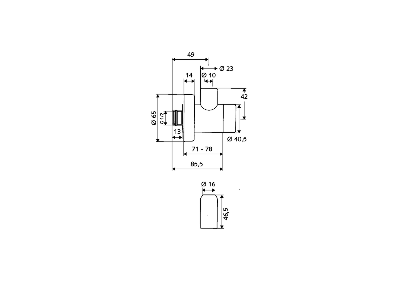 Robinet d'équerre avec fonction de régulation CLASSIC - 051720699 - Schell