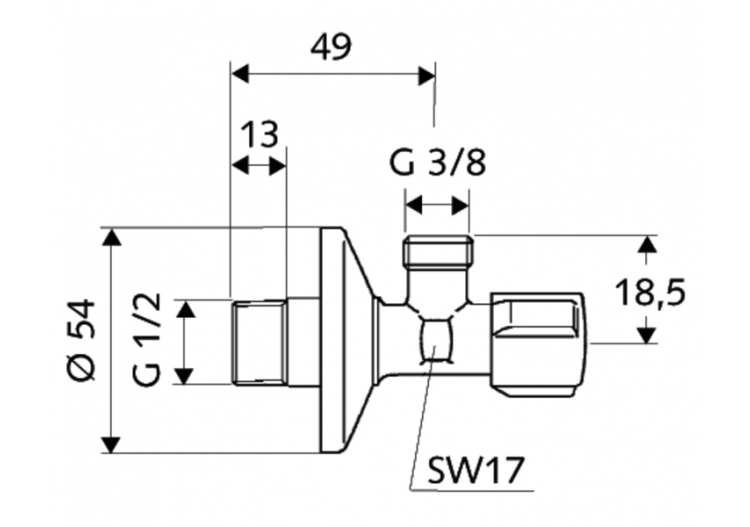 Robinet d'équerre avec fonction de régulation COMFORT - 052120699 - Schell 2