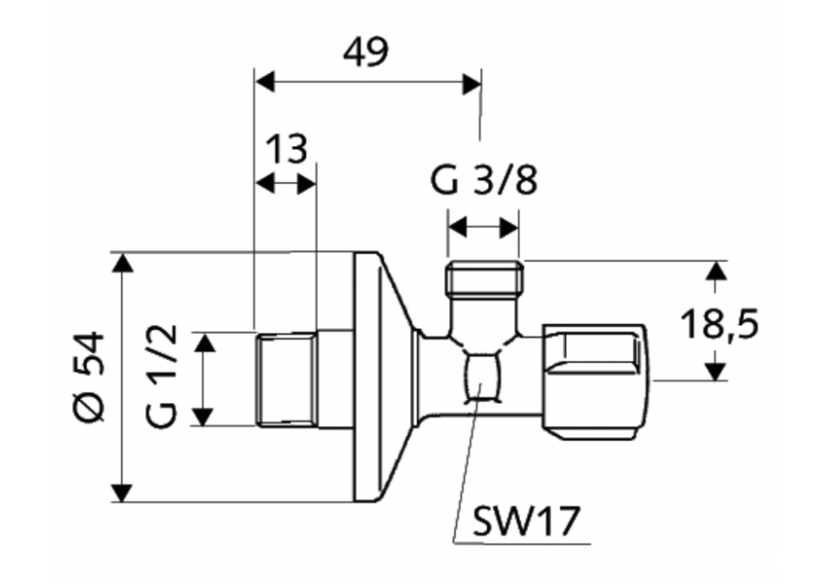 Robinet d'équerre avec fonction de régulation COMFORT - 052120699 - Schell