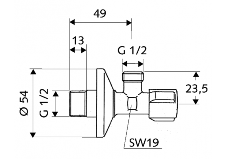 Robinet d'équerre avec fonction de régulation COMFORT - 052170699 - Schell 2