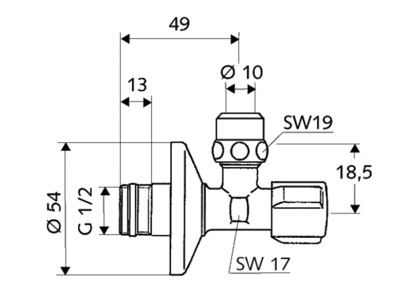 Robinet d'équerre avec fonction de régulation COMFORT - 052760699 - Schell