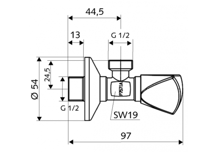 Robinet d'équerre avec fonction de régulation - 053460699 - Schell 2