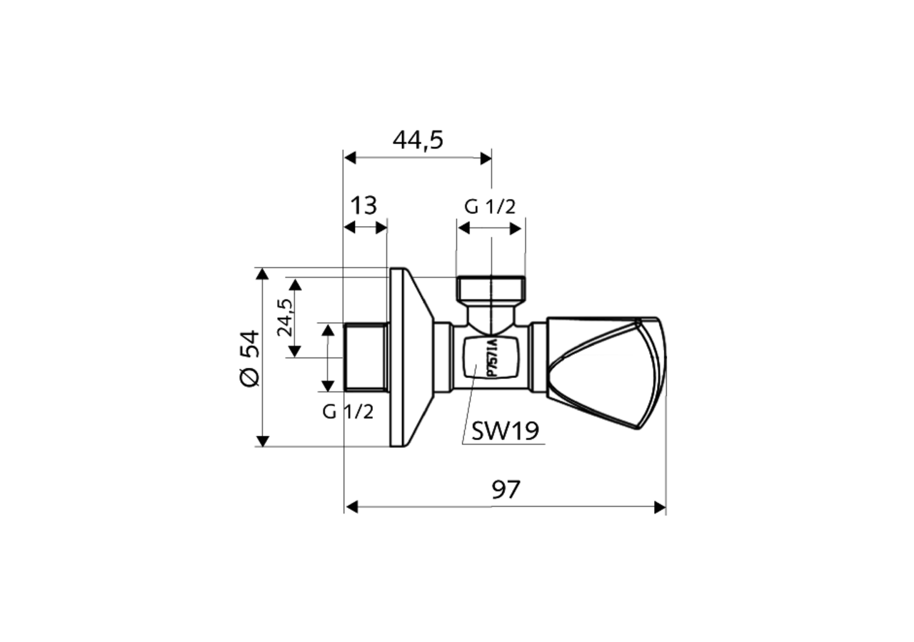Robinet d'équerre avec fonction de régulation - 053460699 - Schell