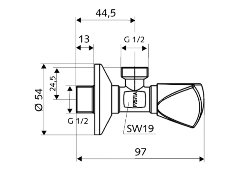 Robinet d'équerre avec fonction de régulation - 053460699 - Schell