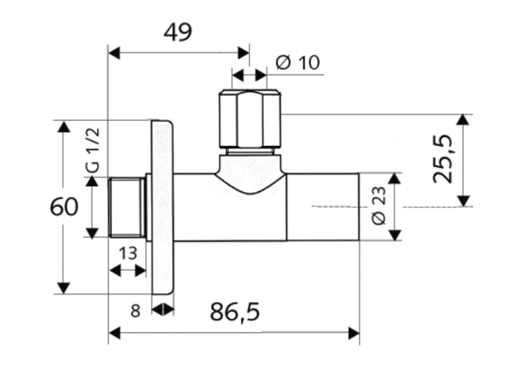 Robinet d'équerre design avec fonction de régulation STILE - 053760699 - Schell 2