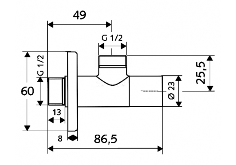 Robinet d'équerre design avec fonction de régulation STILE - 053770699 - Schell 2
