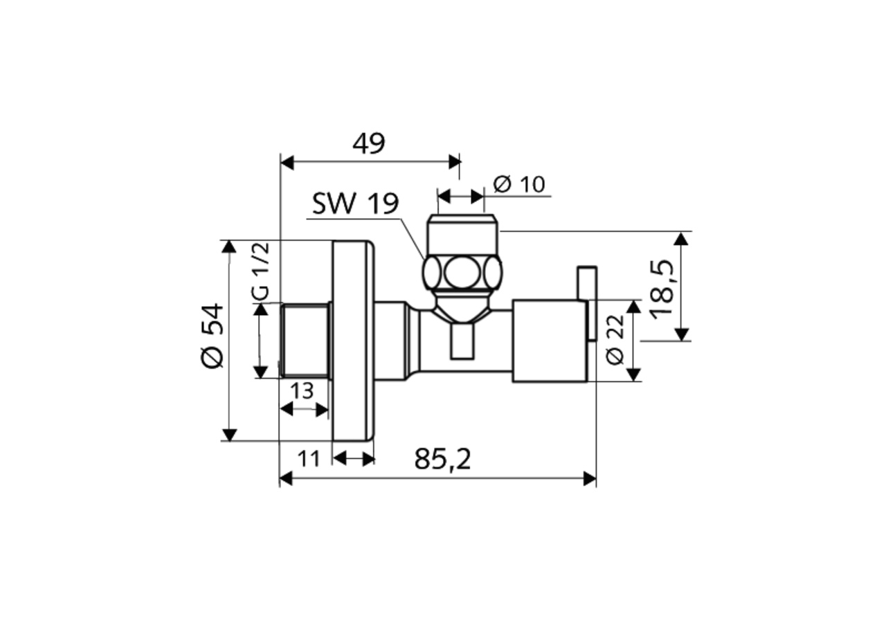 Robinet d'équerre avec fonction de régulation PINT - 053900699 - Schell