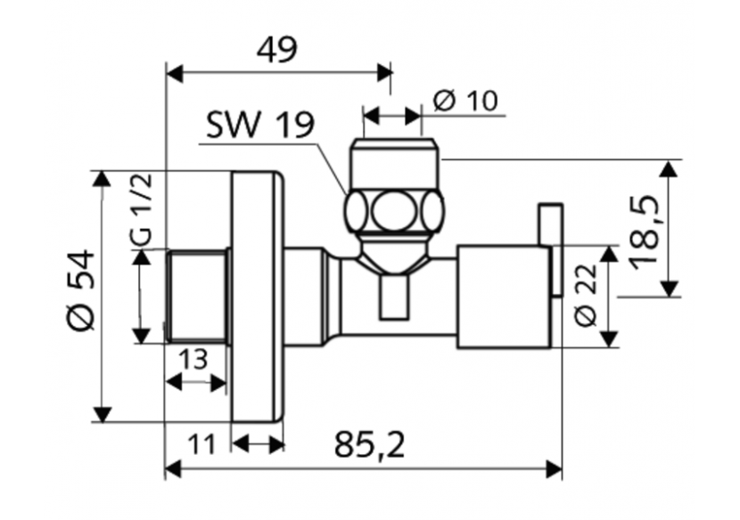 Robinet d'équerre avec fonction de régulation PINT - 053900699 - Schell