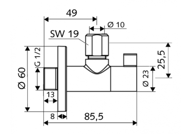 Robinet d'équerre design avec fonction de régulation WING - 053920699 - Schell 2